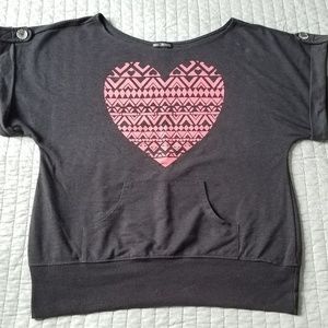 Women's Miss Chievous XL Pink Heart Grey Aztec